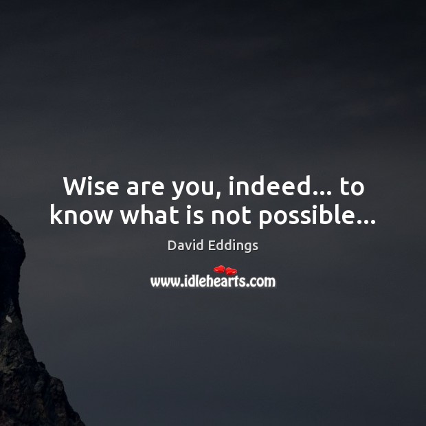 Wise are you, indeed… to know what is not possible… Image