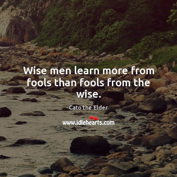 Wise men learn more from fools than fools from the wise. Cato the Elder Picture Quote