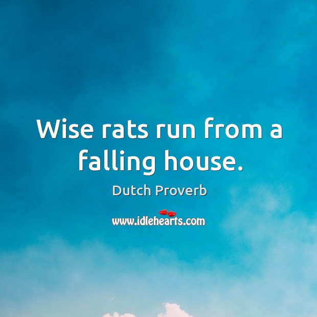 Wise rats run from a falling house. Dutch Proverbs Image