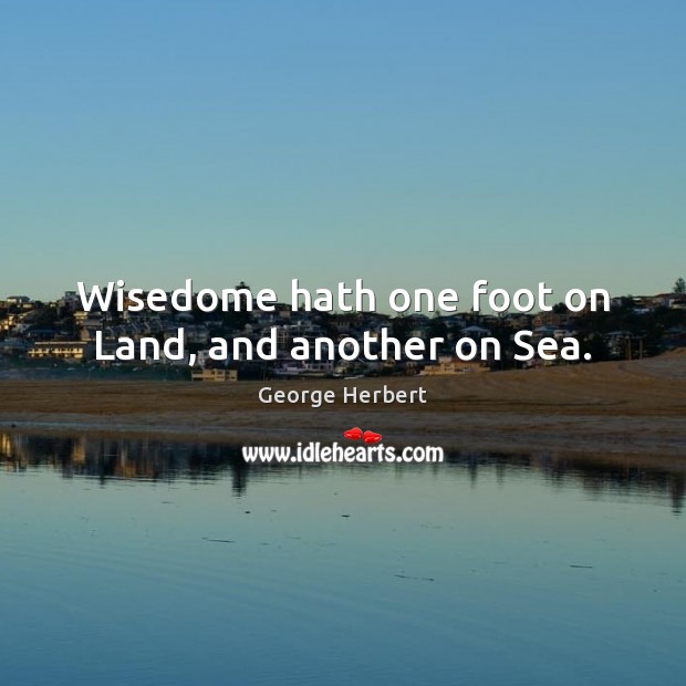 Wisedome hath one foot on Land, and another on Sea. Image