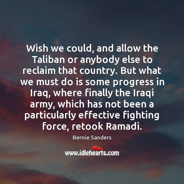 Wish we could, and allow the Taliban or anybody else to reclaim Bernie Sanders Picture Quote