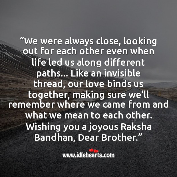 Wishing you a joyous raksha bandhan, dear brother. Raksha Bandhan Quotes Image
