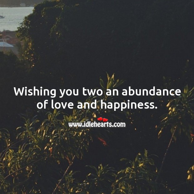 Wishing you two an abundance of love and happiness. Wedding Messages Image
