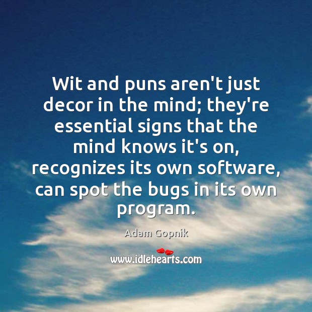 Wit and puns aren’t just decor in the mind; they’re essential signs Adam Gopnik Picture Quote