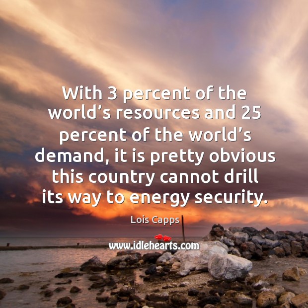 With 3 percent of the world’s resources and 25 percent of the world’s demand Image