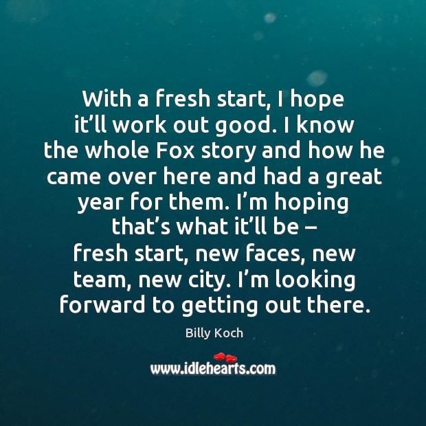 With a fresh start, I hope it’ll work out good. I know the whole fox story and how Image