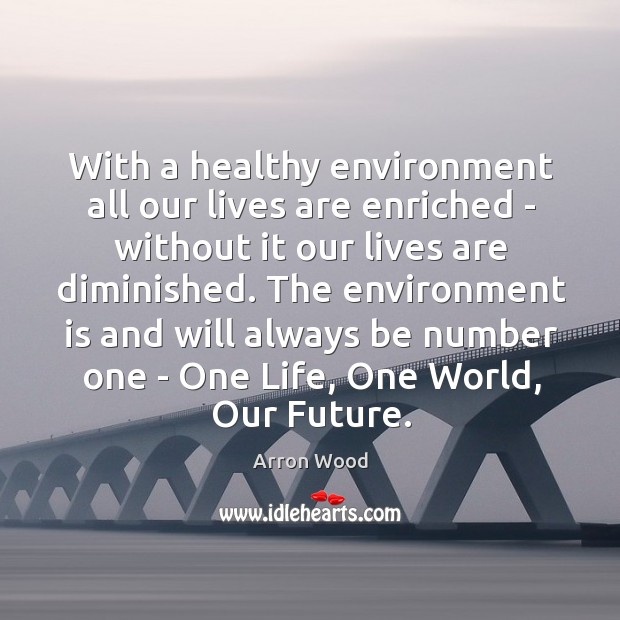 With a healthy environment all our lives are enriched – without it Image