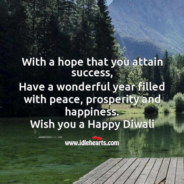 With a hope that you attain success Diwali Messages Image