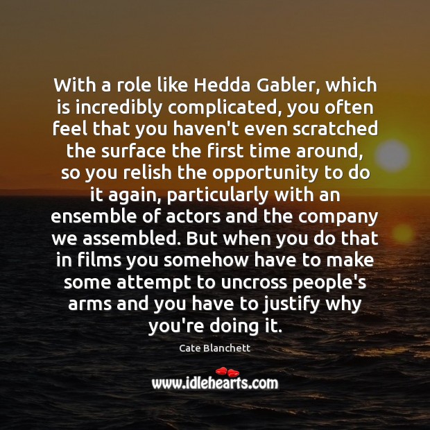 With a role like Hedda Gabler, which is incredibly complicated, you often Image