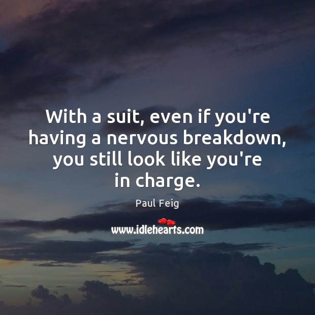 With a suit, even if you’re having a nervous breakdown, you still Paul Feig Picture Quote