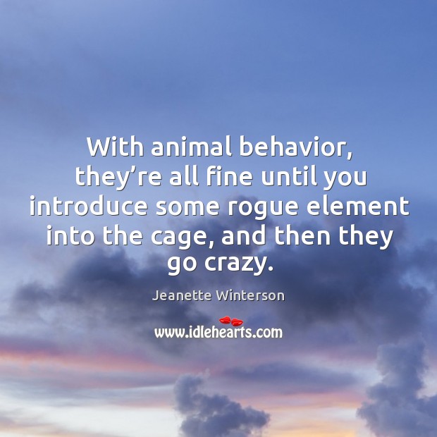 With animal behavior, they’re all fine until you introduce some rogue element into Image