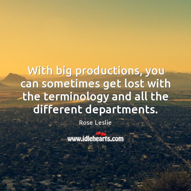 With big productions, you can sometimes get lost with the terminology and Image