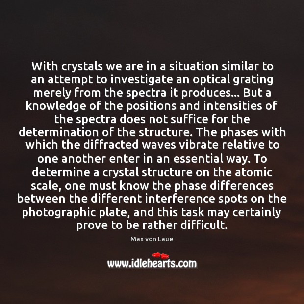 With crystals we are in a situation similar to an attempt to Max von Laue Picture Quote