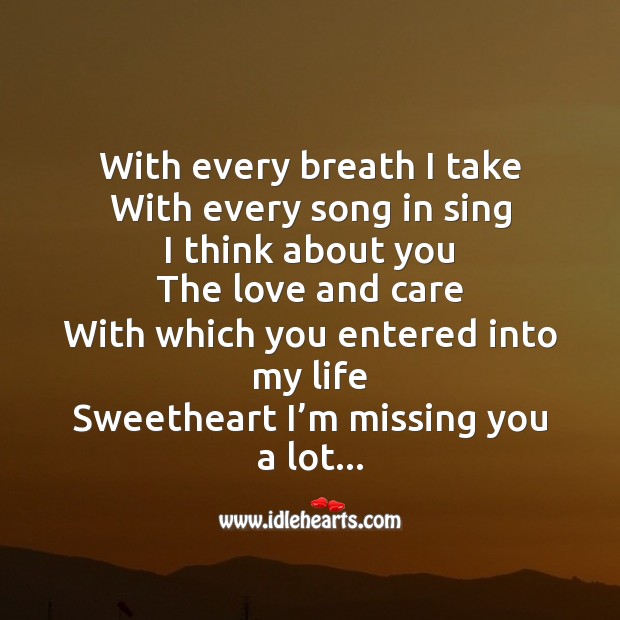 With every breath I take Missing You Quotes Image