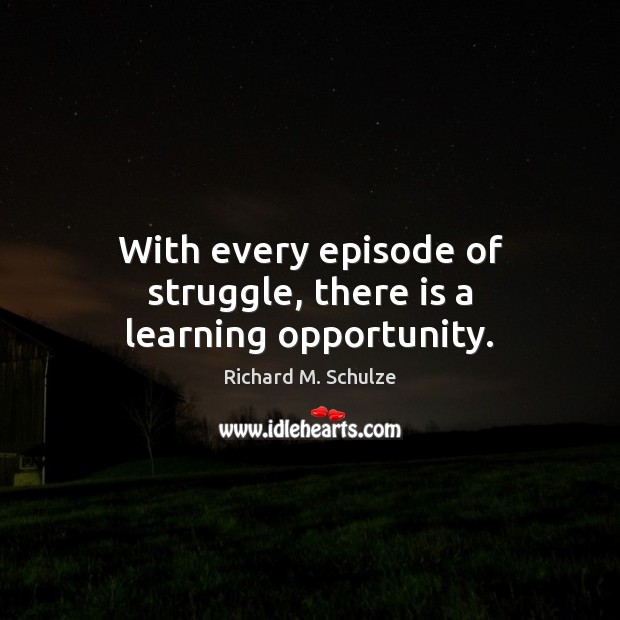 With every episode of struggle, there is a learning opportunity. Richard M. Schulze Picture Quote