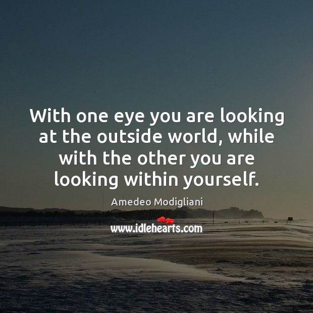 With one eye you are looking at the outside world, while with Image