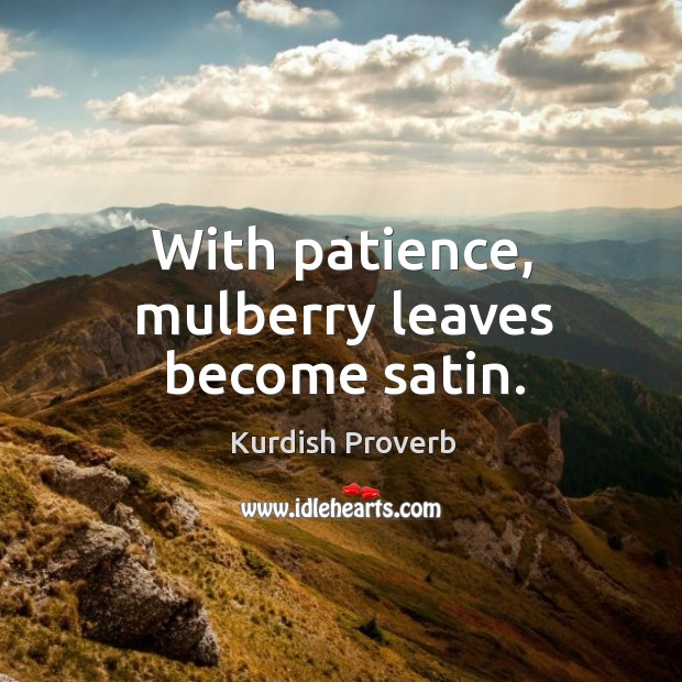With patience, mulberry leaves become satin. Kurdish Proverbs Image