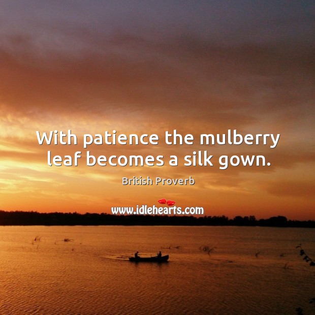 With patience the mulberry leaf becomes a silk gown. British Proverbs Image