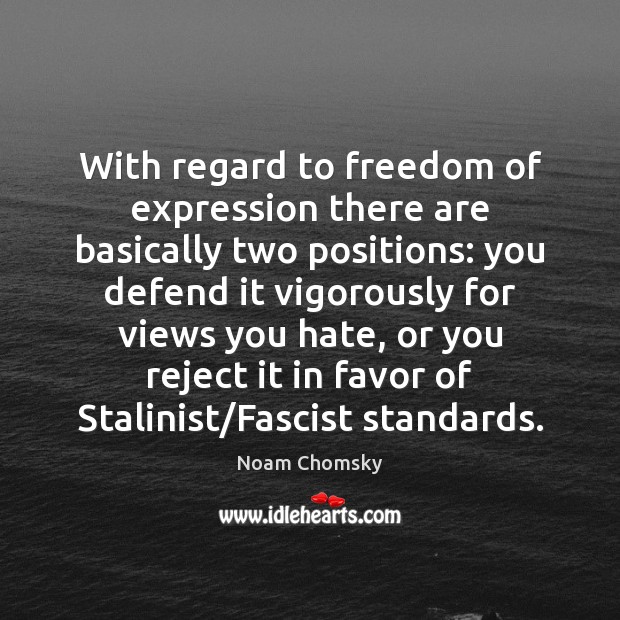 With regard to freedom of expression there are basically two positions: you Noam Chomsky Picture Quote