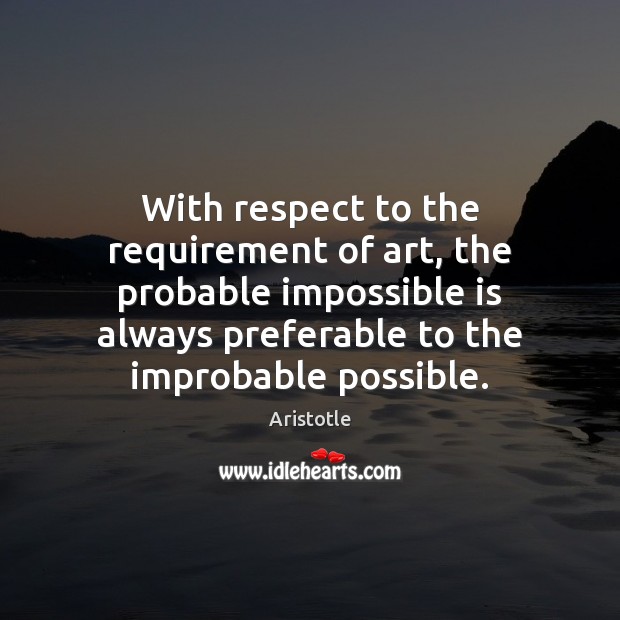 With respect to the requirement of art, the probable impossible is always Aristotle Picture Quote