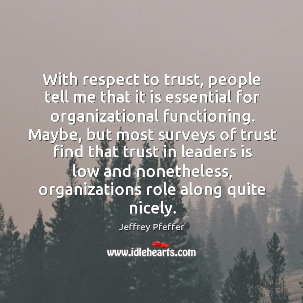 With respect to trust, people tell me that it is essential for Jeffrey Pfeffer Picture Quote