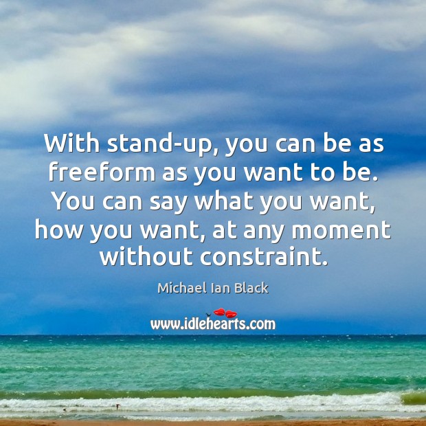 With stand-up, you can be as freeform as you want to be. Michael Ian Black Picture Quote
