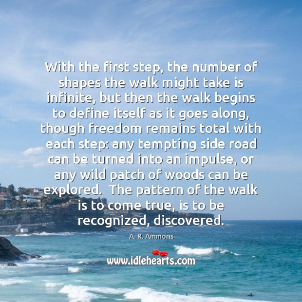 With the first step, the number of shapes the walk might take A. R. Ammons Picture Quote