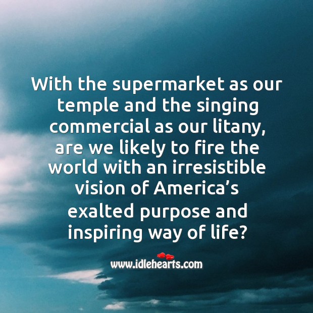 With the supermarket as our temple and the singing commercial as our litany Image