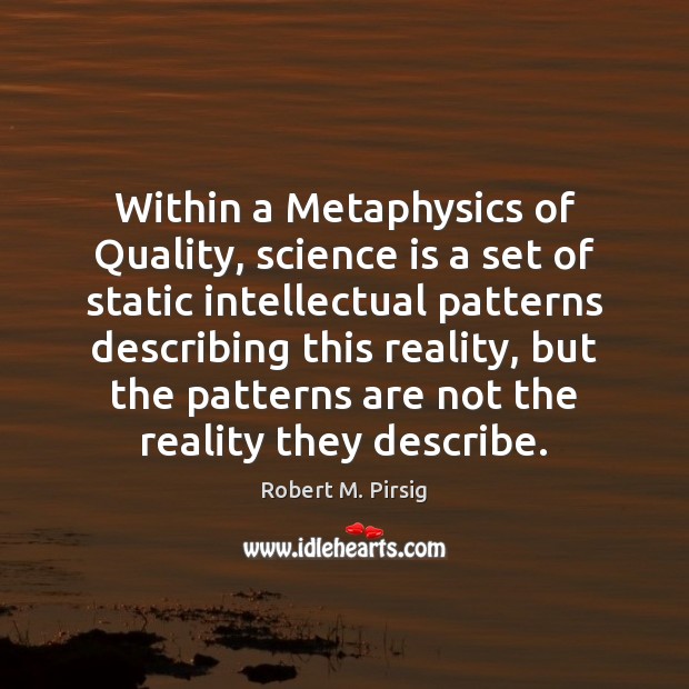 Within a Metaphysics of Quality, science is a set of static intellectual Robert M. Pirsig Picture Quote