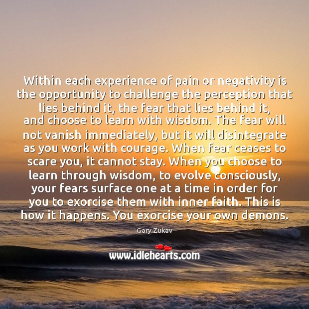 Within each experience of pain or negativity is the opportunity to challenge Challenge Quotes Image