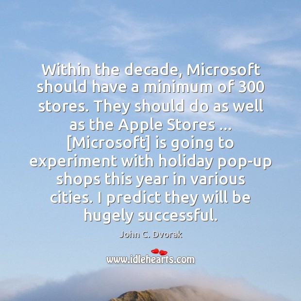 Within the decade, Microsoft should have a minimum of 300 stores. They should Image