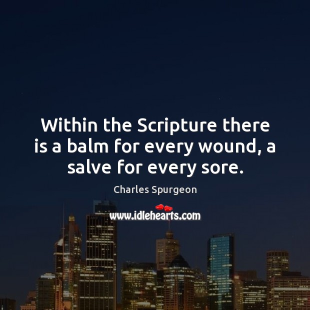 Within the Scripture there is a balm for every wound, a salve for every sore. Image