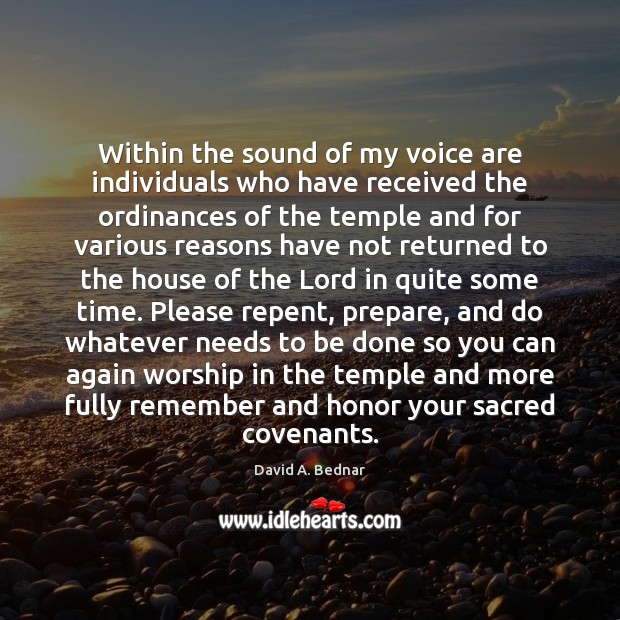 Within the sound of my voice are individuals who have received the David A. Bednar Picture Quote