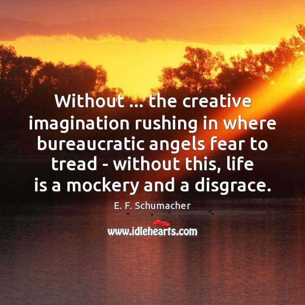 Without … the creative imagination rushing in where bureaucratic angels fear to tread E. F. Schumacher Picture Quote