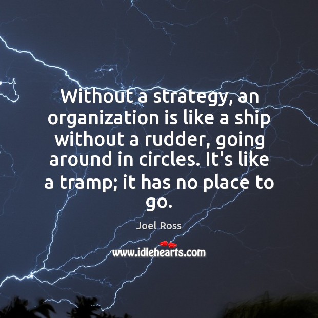 Without a strategy, an organization is like a ship without a rudder, Image