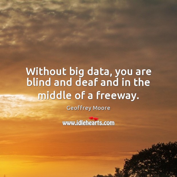 Without big data, you are blind and deaf and in the middle of a freeway. Geoffrey Moore Picture Quote