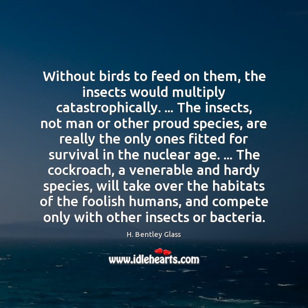 Without birds to feed on them, the insects would multiply catastrophically. … The H. Bentley Glass Picture Quote