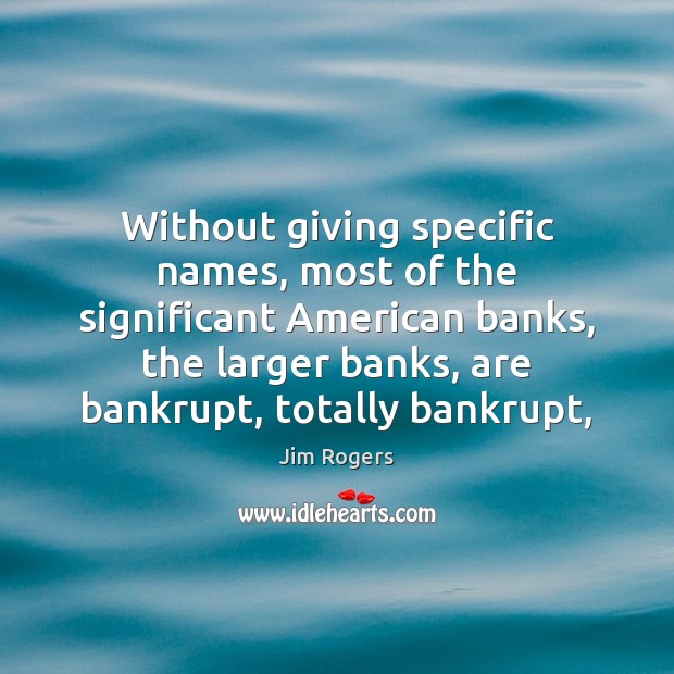Without giving specific names, most of the significant American banks, the larger Jim Rogers Picture Quote