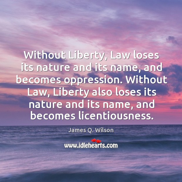 Without liberty, law loses its nature and its name, and becomes oppression. Image