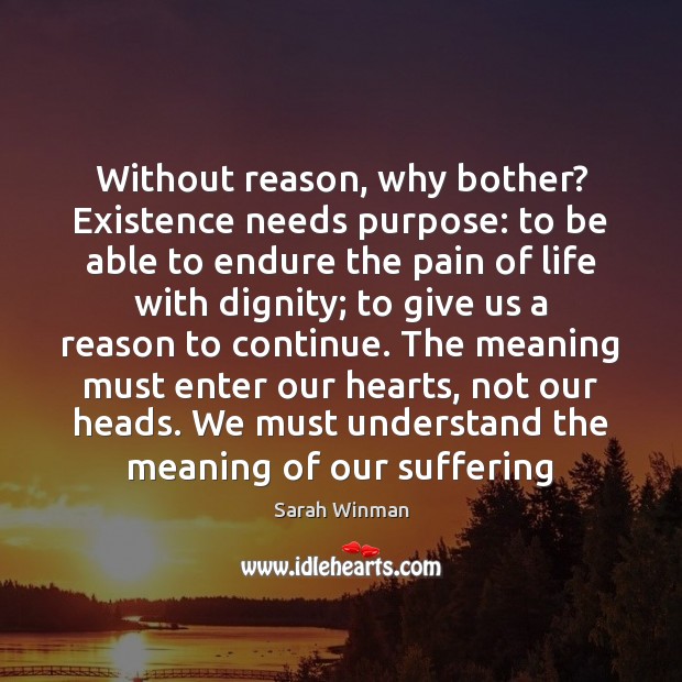 Without reason, why bother? Existence needs purpose: to be able to endure Image