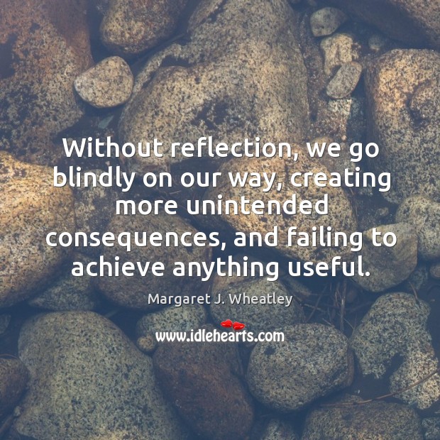 Without reflection, we go blindly on our way Margaret J. Wheatley Picture Quote
