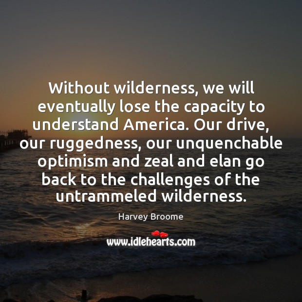 Without wilderness, we will eventually lose the capacity to understand America. Our Harvey Broome Picture Quote