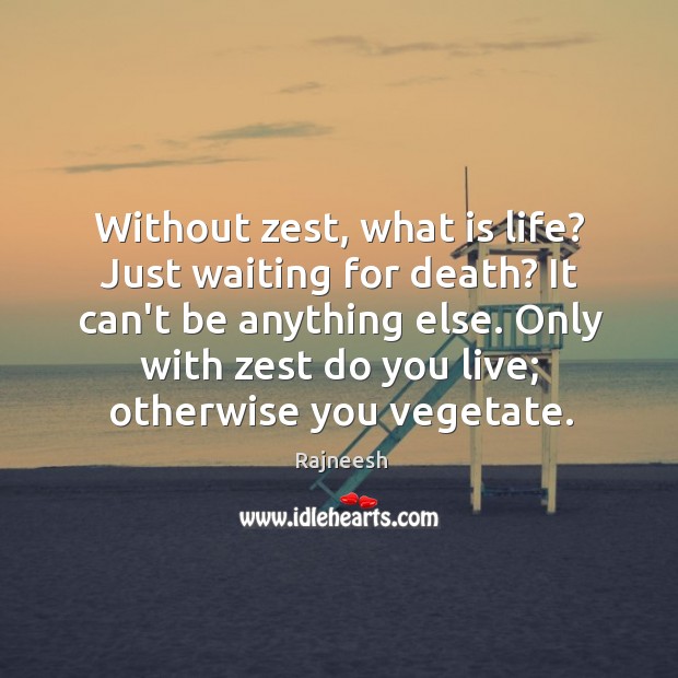 Without zest, what is life? Just waiting for death? It can’t be Image