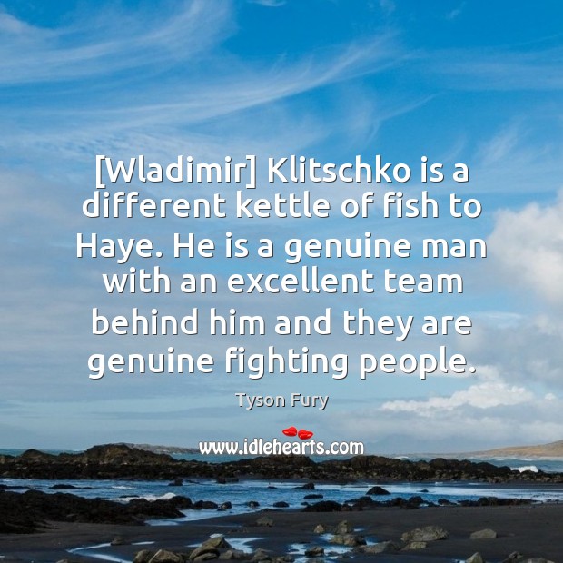 [Wladimir] Klitschko is a different kettle of fish to Haye. He is Tyson Fury Picture Quote
