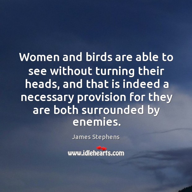 Women and birds are able to see without turning their heads, and that is indeed a necessary provision James Stephens Picture Quote