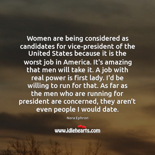Women are being considered as candidates for vice-president of the United States Image