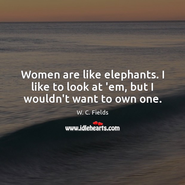 Women are like elephants. I like to look at ’em, but I wouldn’t want to own one. W. C. Fields Picture Quote