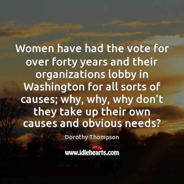 Women have had the vote for over forty years and their organizations Dorothy Thompson Picture Quote