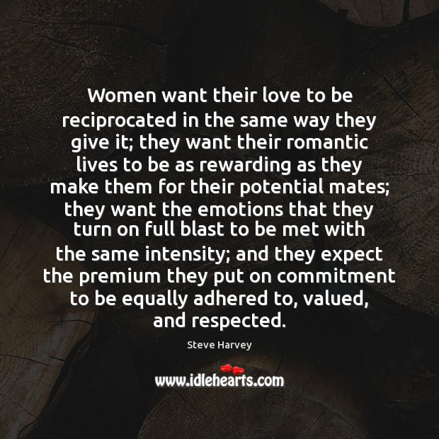 Women want their love to be reciprocated in the same way they Image