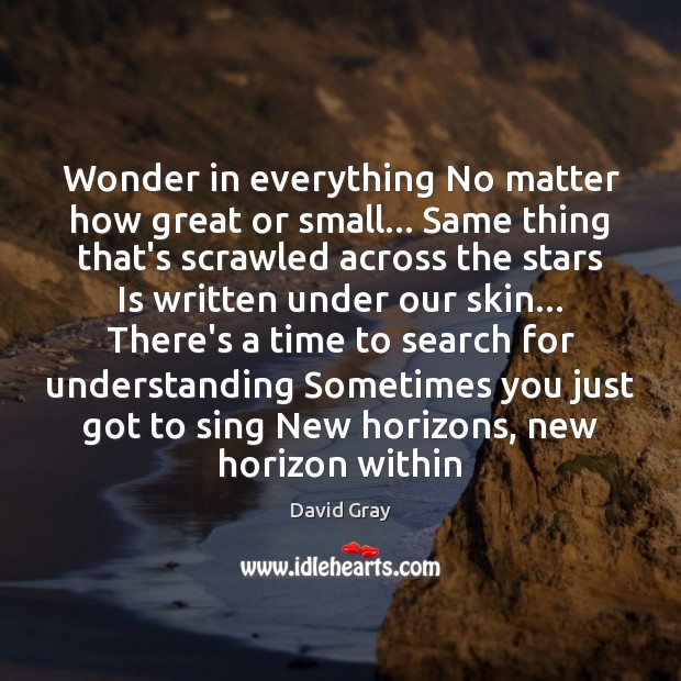 Wonder in everything No matter how great or small… Same thing that’s David Gray Picture Quote